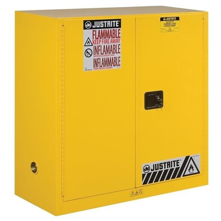 JUSTRITE SureGrip Series Safety Cabinet, 30 gal, 43 in OAW, 44 in OAH, 18 in OAD, 1Shelf, Steel, Yellow 893000